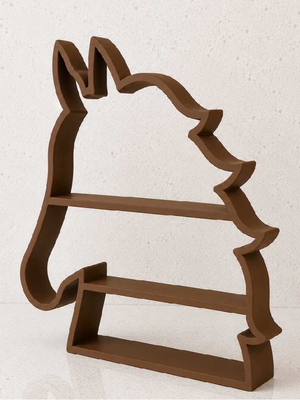 Unicorn Silhouette Wall Shelf in Brown - Decorative Home Display